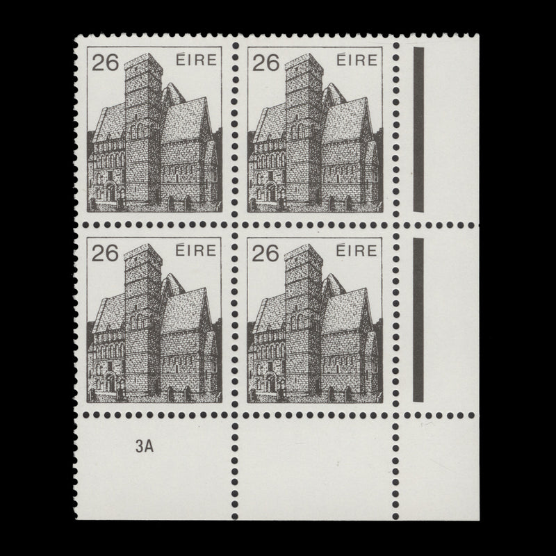 Ireland 1984 (MNH) 26p Cormac's Chapel cylinder 3A block, chalky paper