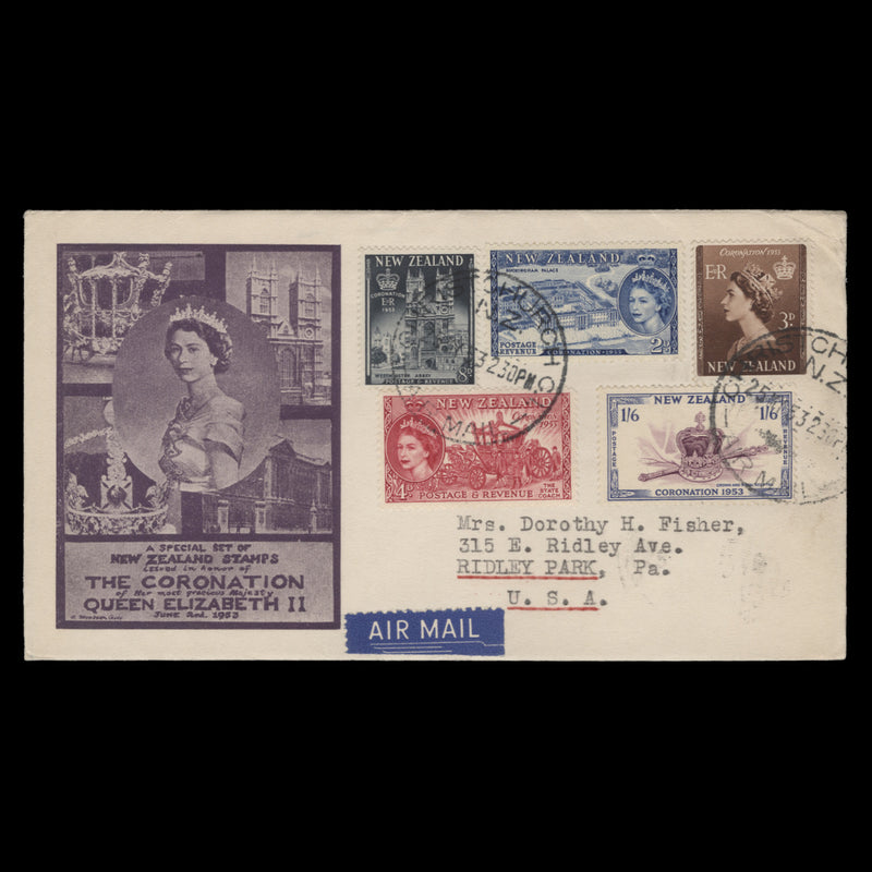 New Zealand 1953 Coronation first day cover, CHRISTCHURCH