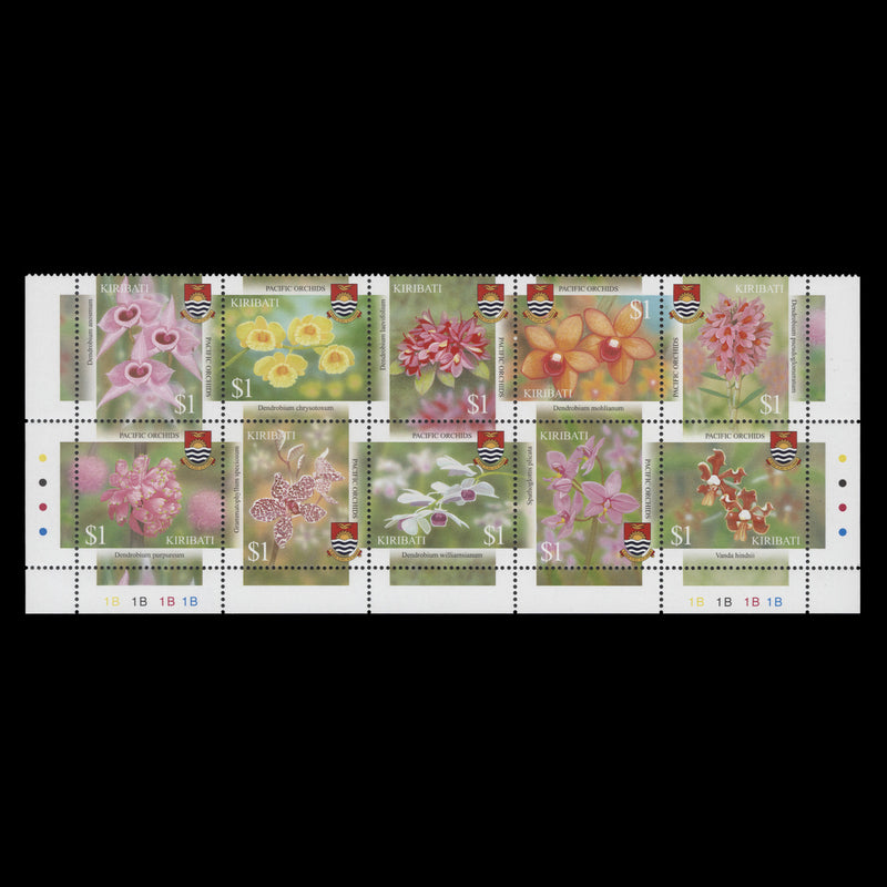 Kiribati 2004 (MNH) Orchids traffic light/plate block