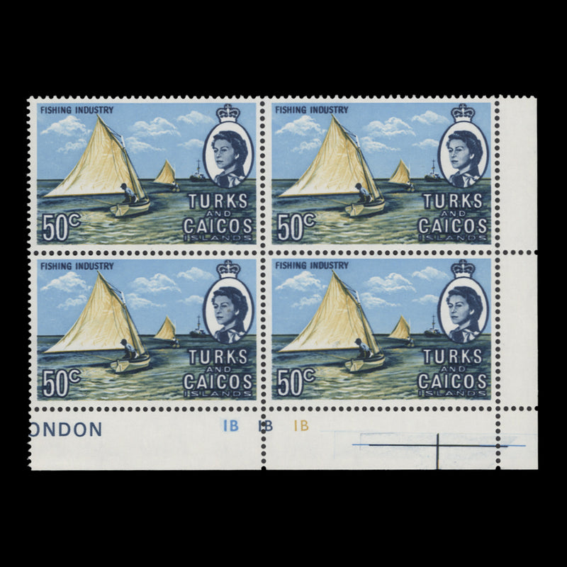 Turks & Caicos Islands 1971 (MNH) 50c Fishing Industry plate block