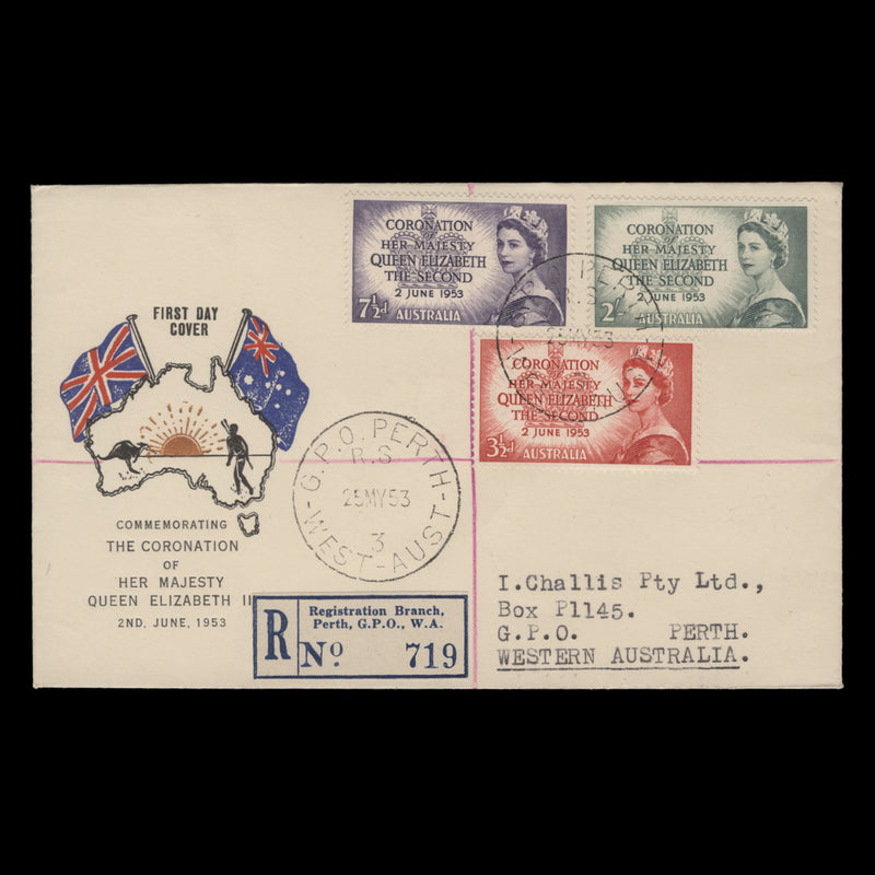 Australia 1953 Coronation first day cover, PERTH