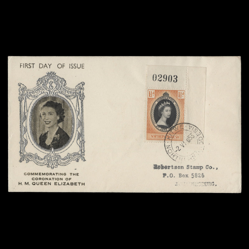 Northern Rhodesia 1953 (FDC) 1½d Coronation, KITWE