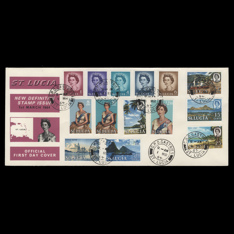 Saint Lucia 1964 Definitives first day cover, CASTRIES