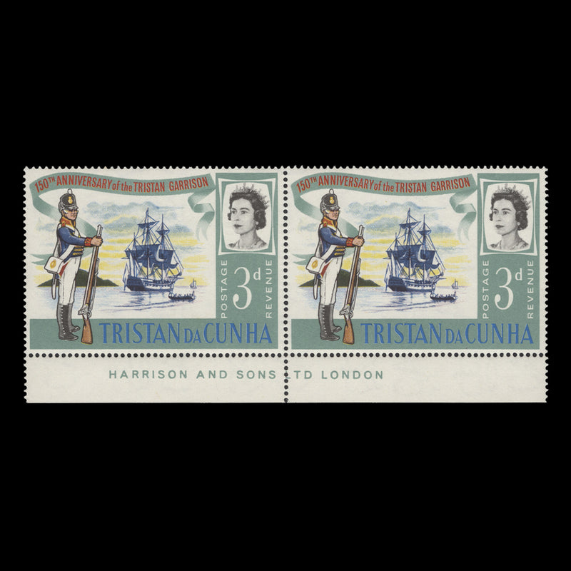 Tristan da Cunha 1966 (Variety) 3d Tristan Garrison imprint pair with watermark to right