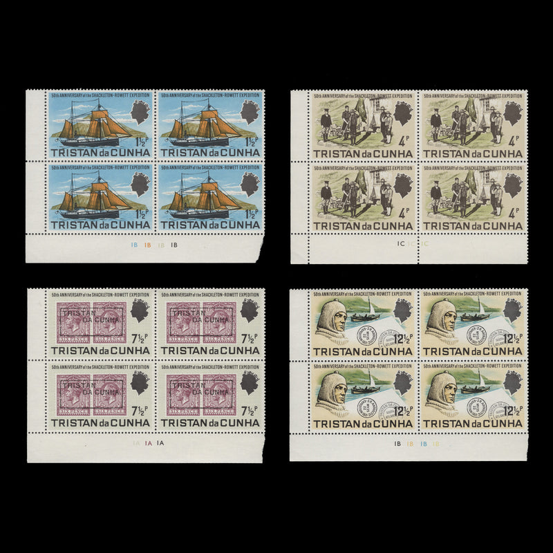 Tristan da Cunha 1971 (MNH) Shackleton-Rowett Expedition plate blocks