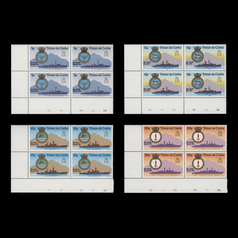 Tristan da Cunha 1977 (MNH) Ships' Crests plate blocks