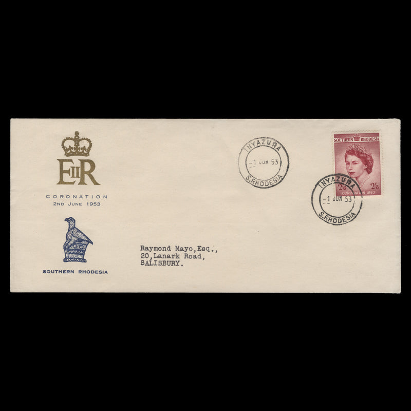 Southern Rhodesia 1953 (FDC) 2s6d Coronation, INYAZURA