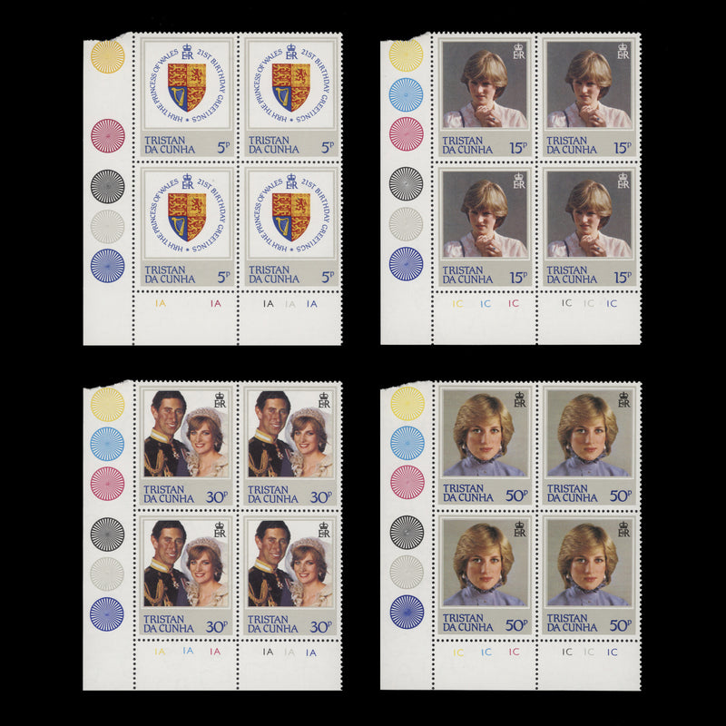 Tristan da Cunha 1982 (MNH) Princess Diana's Birthday plate blocks