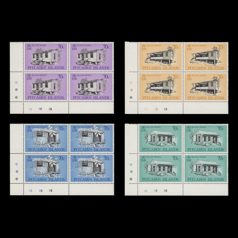 Pitcairn Islands 1987 (MNH) Island Homes plate 1B–1B–1B blocks