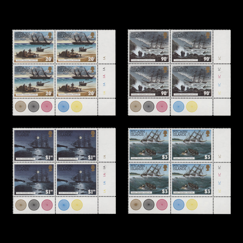 Pitcairn Islands 1994 (MNH) Shipwrecks traffic light/plate blocks