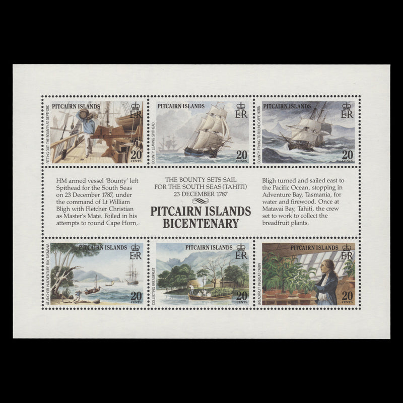 Pitcairn Islands 1989 (MNH) Bicentenary of Settlement sheetlet