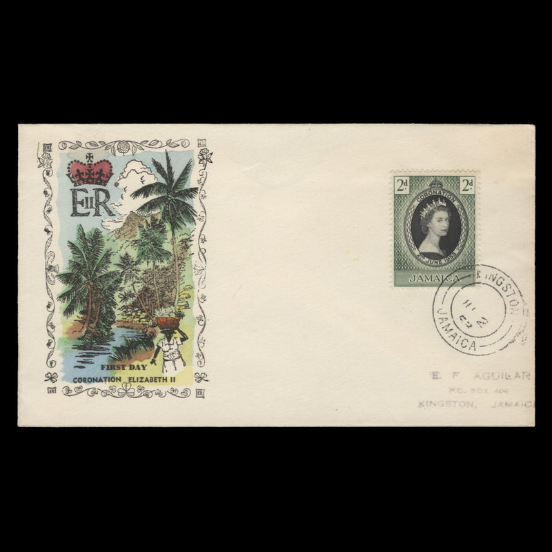 Jamaica 1953 (FDC) 2d Coronation, KINGSTON