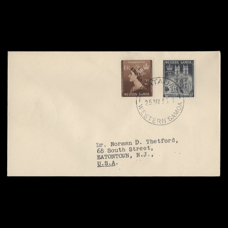 Samoa 1953 Coronation first day cover, SATAUA