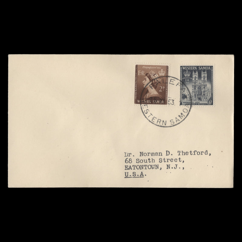 Samoa 1953 Coronation first day cover, FALEFA