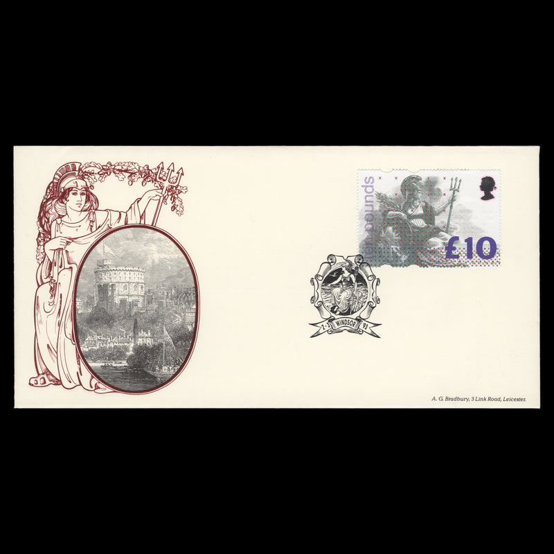 Great Britain 1993 £10 Britannia first day cover, WINDSOR