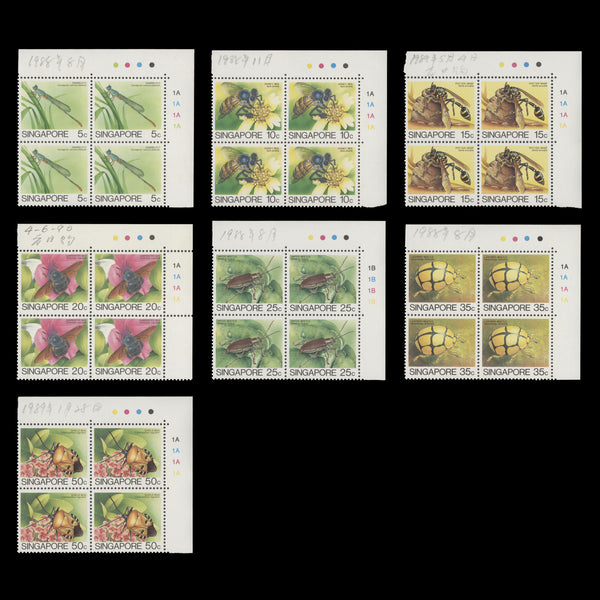 Singapore 1985 (MNH) Insects Definitives plate blocks