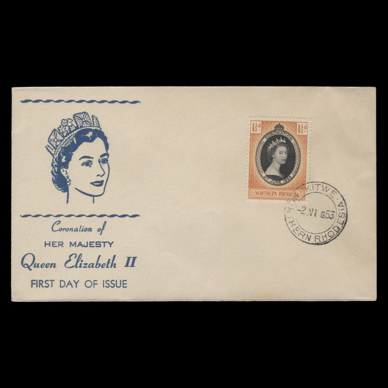 Northern Rhodesia 1953 (FDC) 1½d Coronation, KITWE