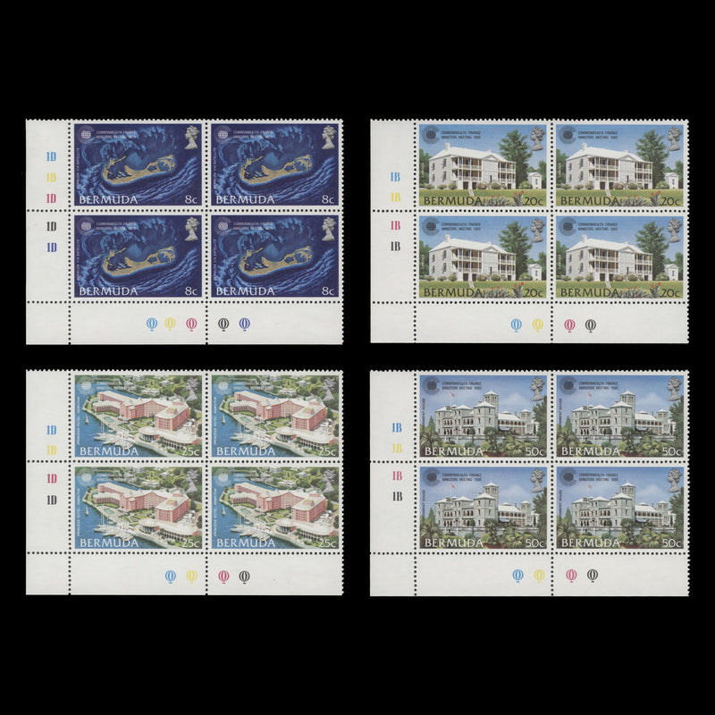 Bermuda 1980 (MLH) Commonwealth Finance Ministers Meeting plate blocks