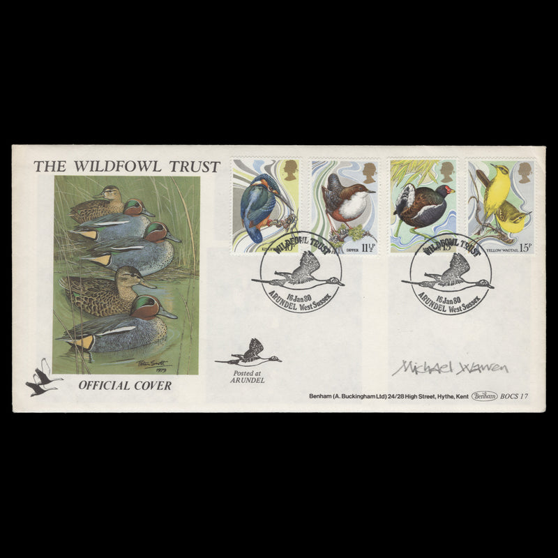 Great Britain 1980 Wild Bird Protection Act first day cover signed by Michael Warren