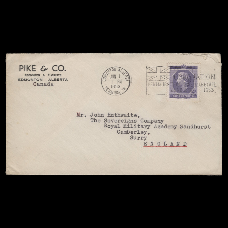 Canada 1953 (FDC) 4c Coronation, EDMONTON