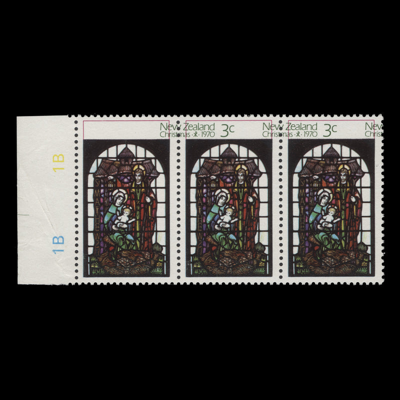 New Zealand 1970 (Variety) 3c Christmas strip with green shift