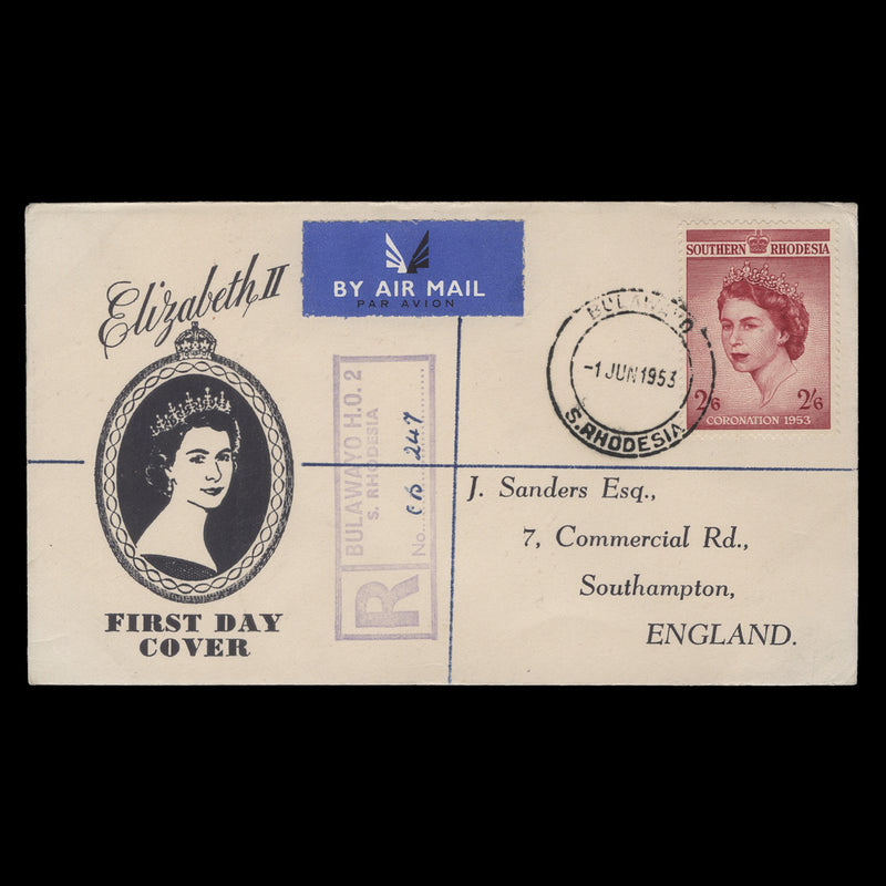 Southern Rhodesia 1953 (FDC) 2s6d Coronation, BULAWAYO