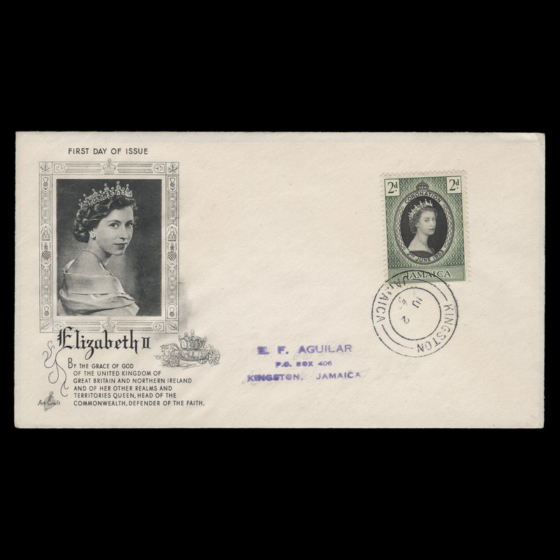 Jamaica 1953 (FDC) 2d Coronation, KINGSTON