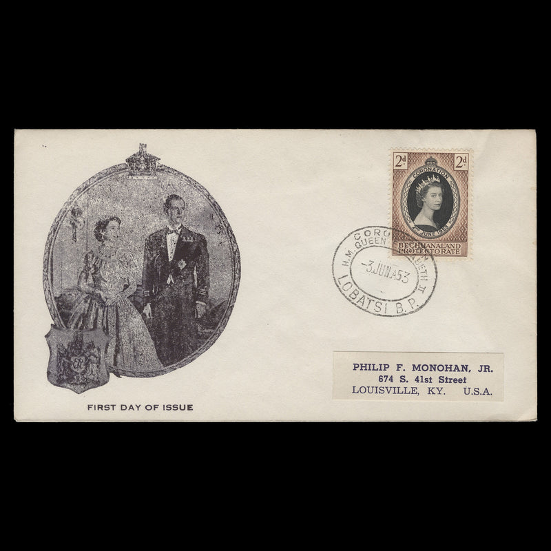 Bechuanaland 1953 (FDC) 2d Coronation, LOBATSI