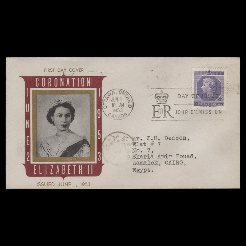 Canada 1953 (FDC) 4c Coronation, OTTAWA