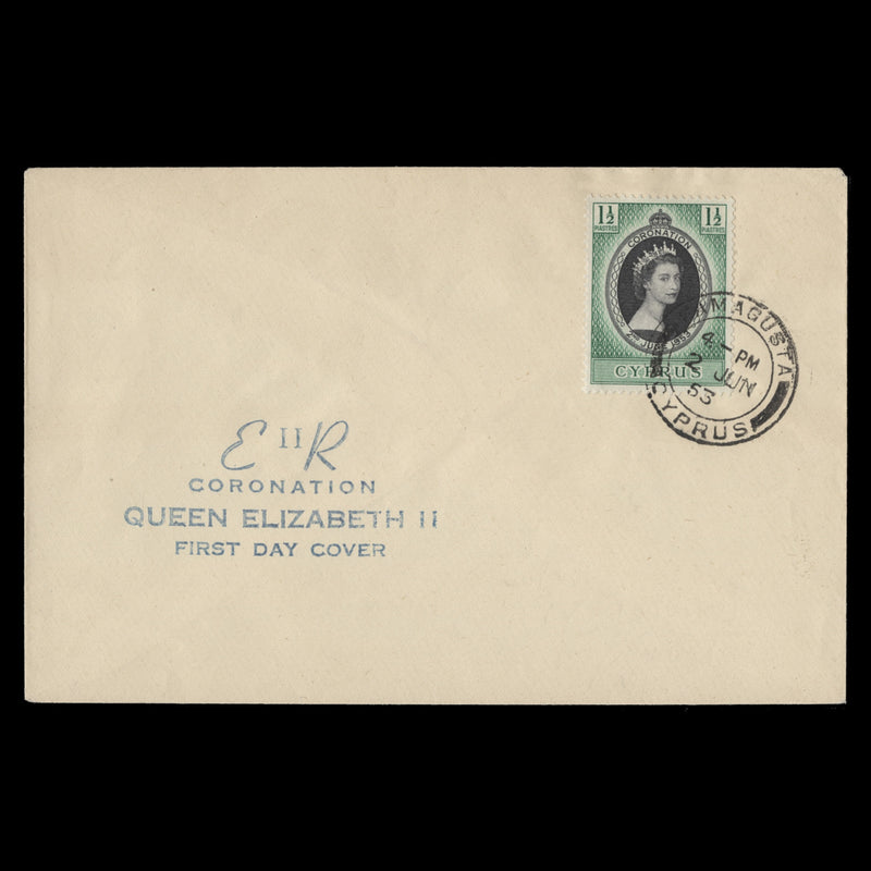 Cyprus 1953 (FDC) 1½p Coronation, FAMAGUSTA