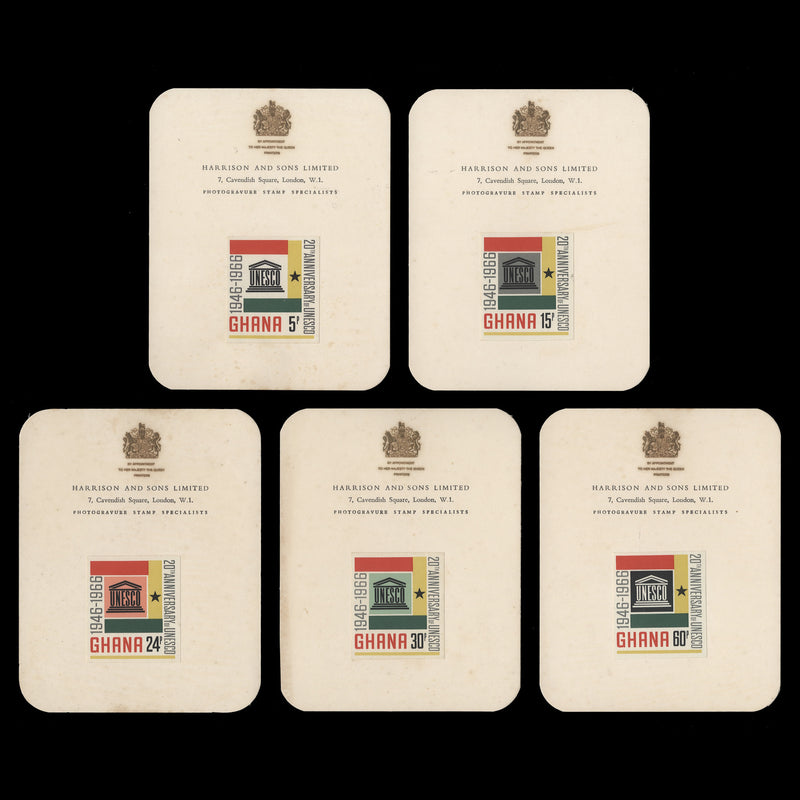 Ghana 1966 UNESCO Anniversary imperf proofs on presentation cards