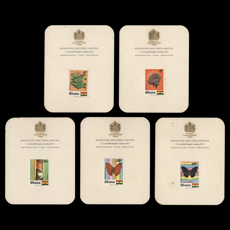 Ghana 1968 Flora & Fauna imperf proofs on presentation cards