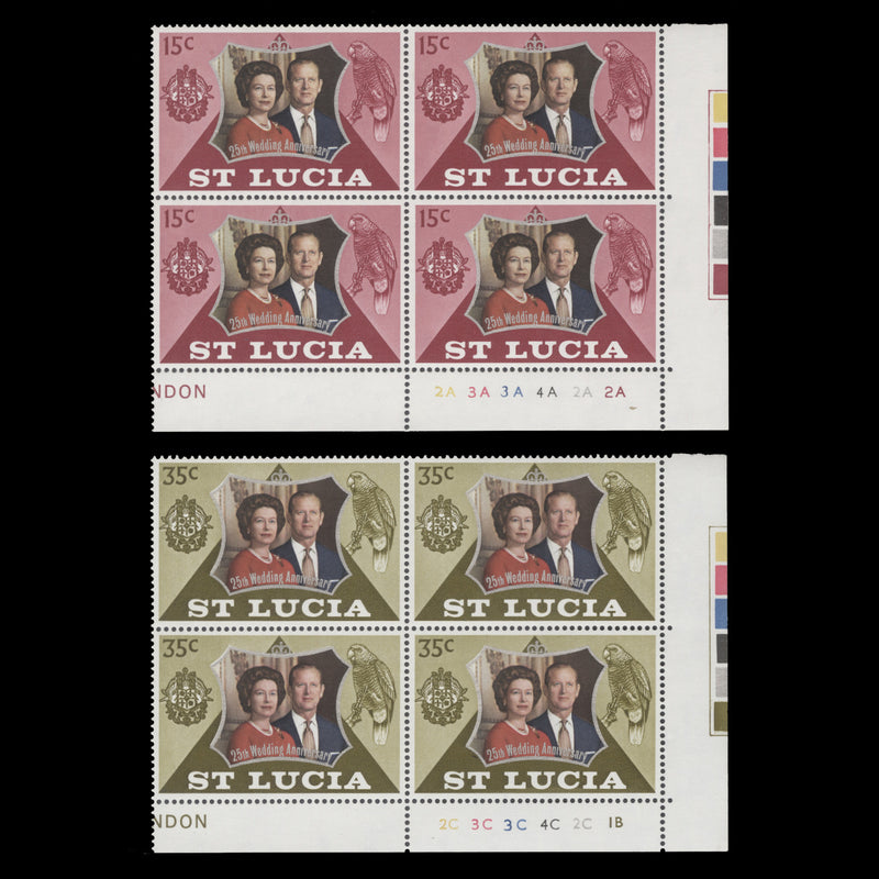 Saint Lucia 1972 (MNH) Royal Silver Wedding plate blocks