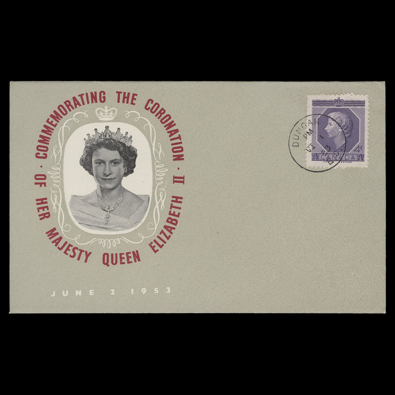 Canada 1953 (FDC) 4c Coronation, DUNCAN