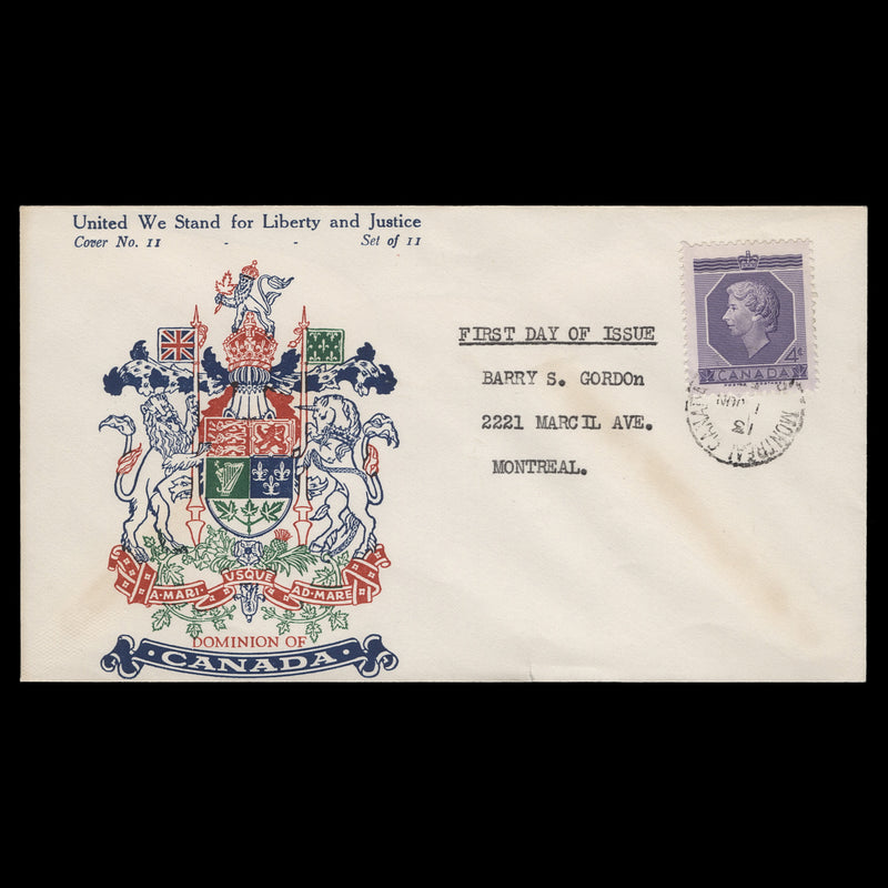 Canada 1953 (FDC) 4c Coronation, MONTREAL