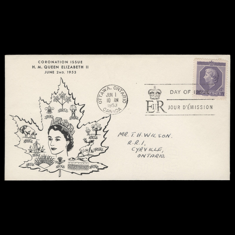 Canada 1953 (FDC) 4c Coronation, OTTAWA