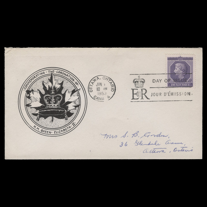 Canada 1953 (FDC) 4c Coronation, OTTAWA