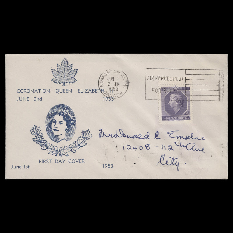 Canada 1953 (FDC) 4c Coronation, EDMONTON