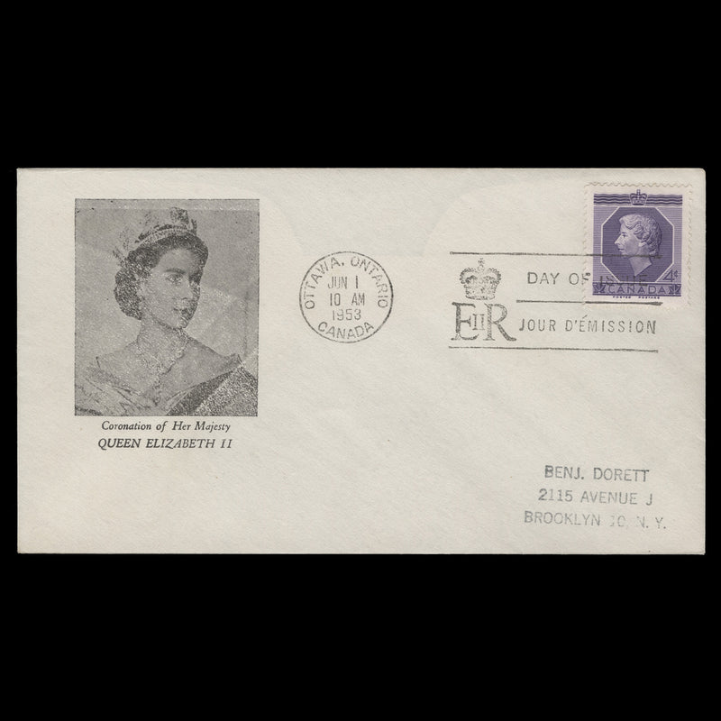 Canada 1953 (FDC) 4c Coronation, OTTAWA