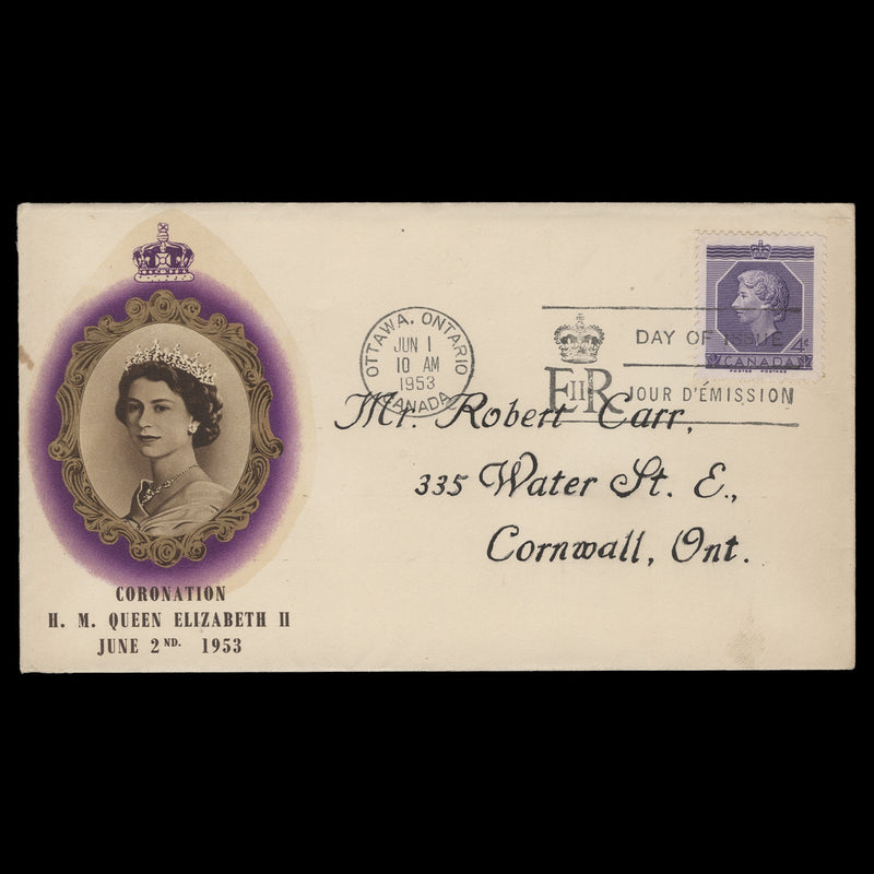 Canada 1953 (FDC) 4c Coronation, OTTAWA