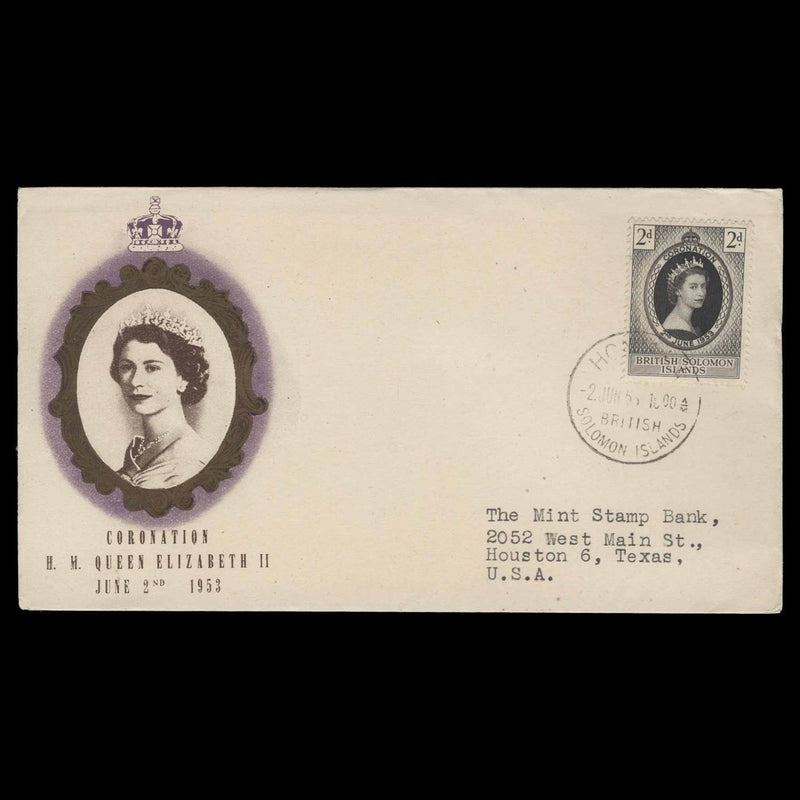 Solomon Islands 1953 (FDC) 2d Coronation, HONIARA