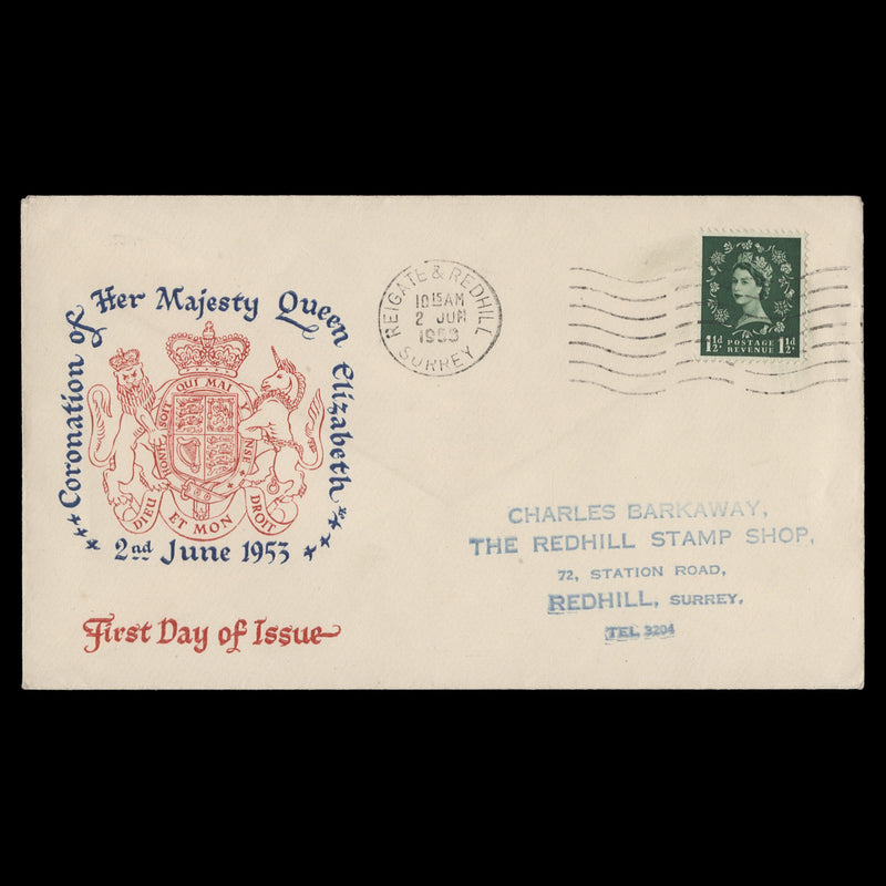 Great Britain 1953 Coronation Day cover, REIGATE & REDHILL