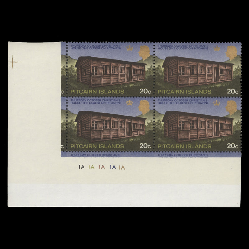 Pitcairn Islands 1969 (MNH) 20c Thursday October Christian's House plate block