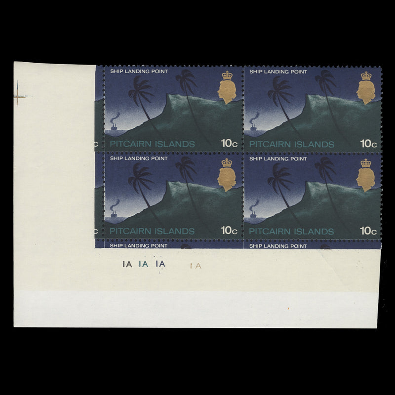 Pitcairn Islands 1969 (MNH) 10c Ship Landing Point plate block