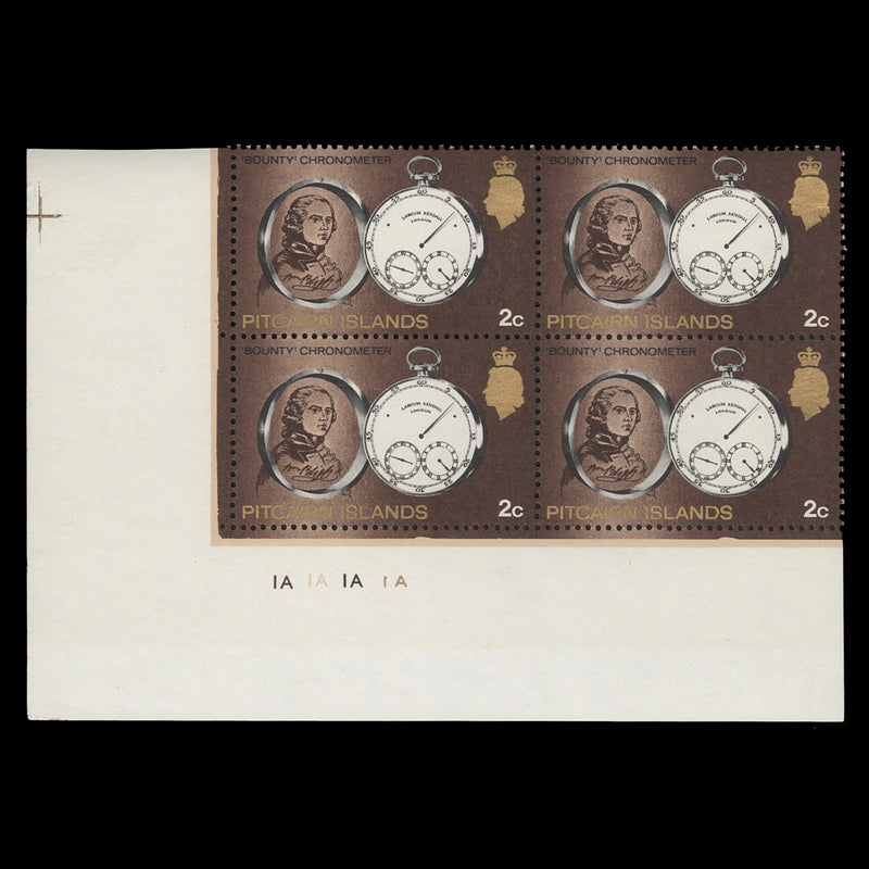 Pitcairn Islands 1969 (MNH) 2c Bounty Chronometer plate block