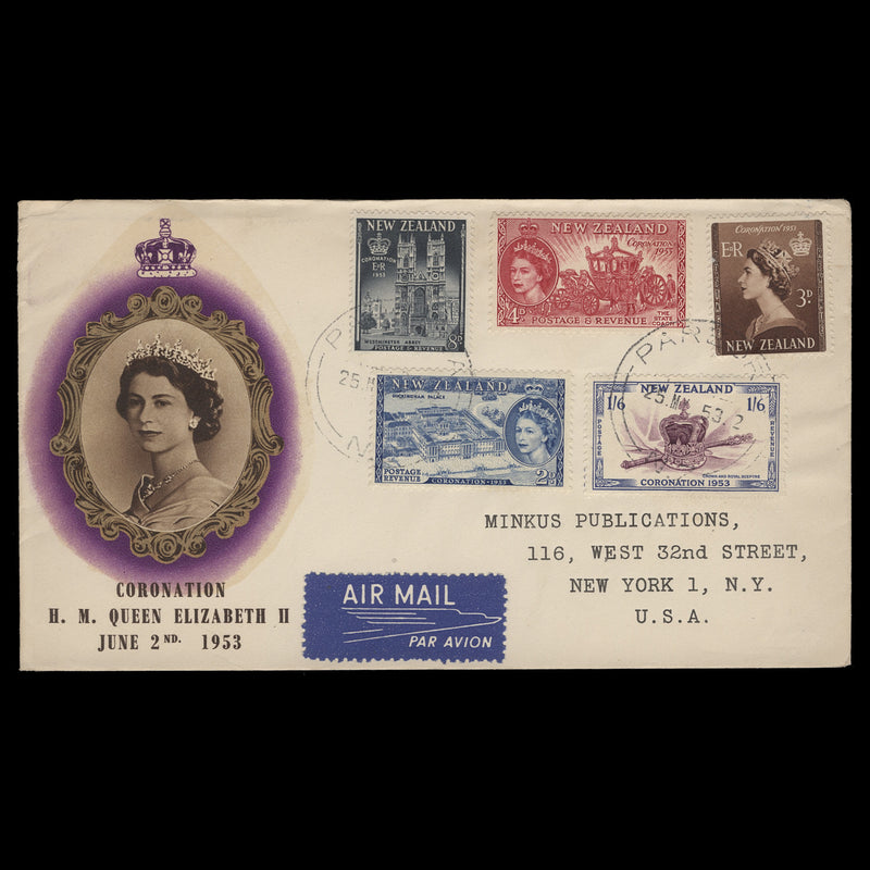 New Zealand 1953 Coronation first day cover, PAREORA