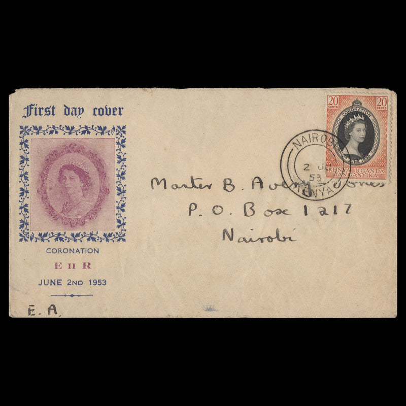 Kenya Uganda Tanganyika 1953 (FDC) 20c Coronation, NAIROBI