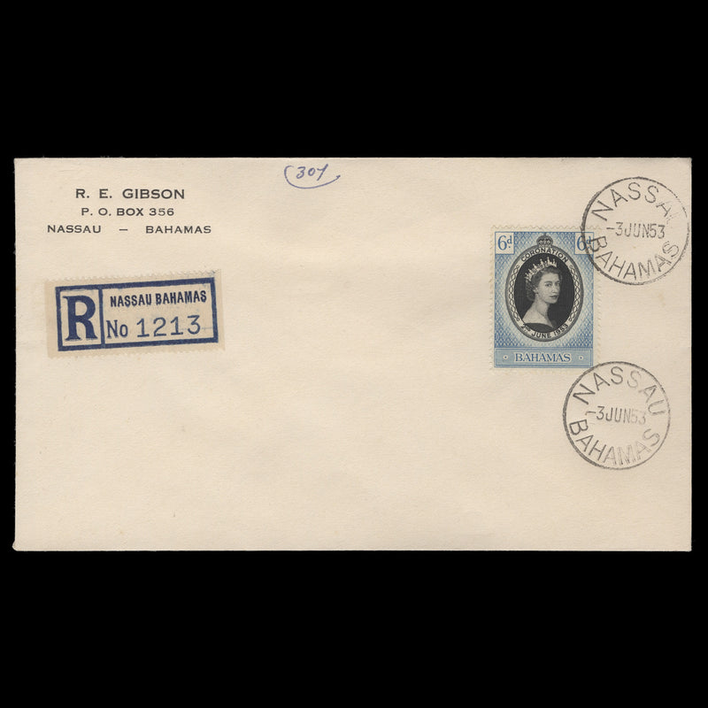 Bahamas 1953 (FDC) 6d Coronation, NASSAU