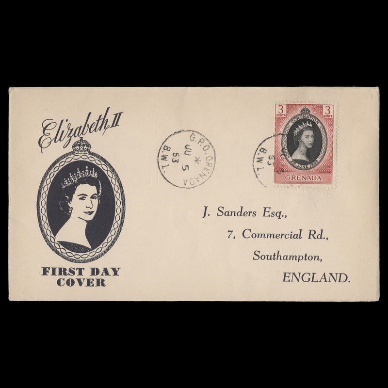 Grenada 1953 (Used) 3c Coronation, GPO