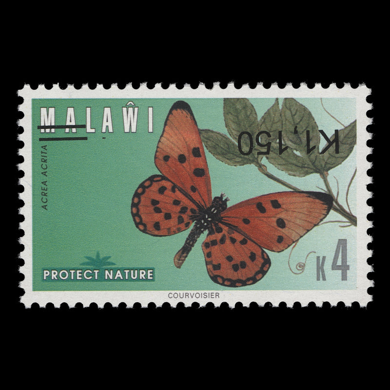 Malawi 2018 (Variety) K1150/K4 Acrea Acrita with inverted surcharge